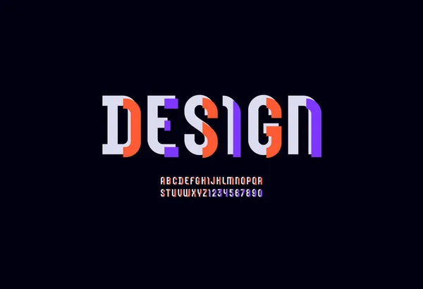 Originele lettertype, urban modern trendy alfabet, stijlvolle letters gemaakt van multi gekleurde stukken, vector illustratie 10EPS — Stockvector