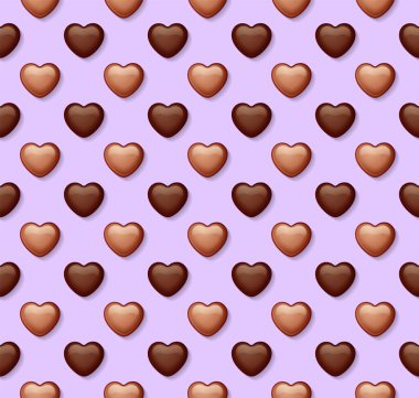 Sevgililer Günü için tatlı çikolata afişi, kalplerden gelen lezzetli arkaplan deseni, vektör illüstrasyonu 10eps