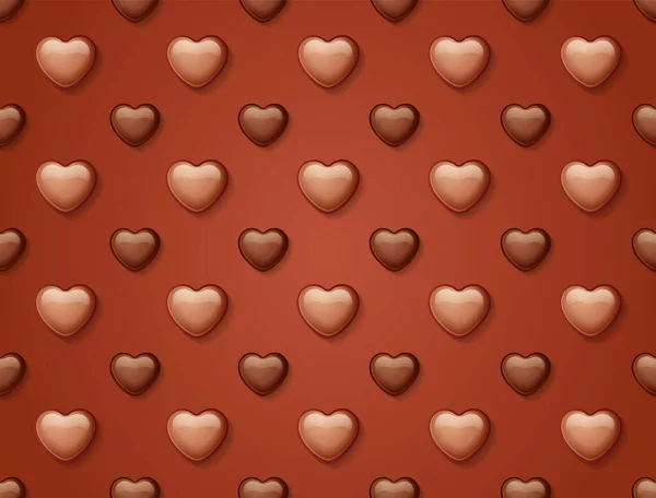Süßes Banner Zum Valentinstag Köstliches Hintergrundmuster Aus Schokoladenherzen Vektorillustration 10Eps — Stockvektor