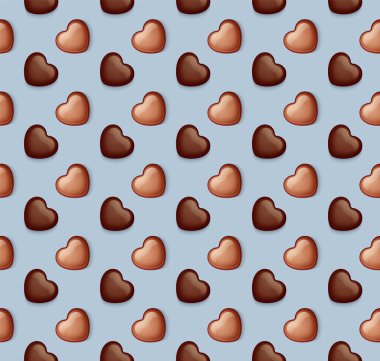 Sevgililer Günü için güzel bir bayrak, çikolata kalplerin lezzetli arka plan deseni, vektör illüstrasyonu 10eps