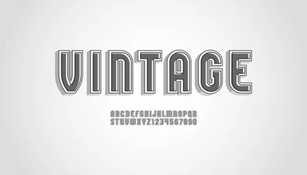 Vintage alfabeto grigio, vecchio carattere, lettere e numeri retrò, illustrazione vettoriale 10EPS — Vettoriale Stock