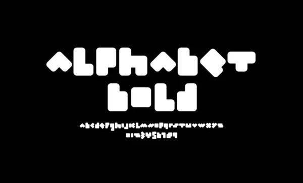 Pixel Rounded Font Trendy White Alphabet Bold Letters Numbers Made — Διανυσματικό Αρχείο