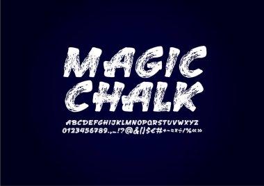 El yazısıyla fırçalama yazı tipi, betik alfabesi, el çizimi stilinde beyaz el yazısı yazı tipi, vektör illüstrasyonu 10EPS