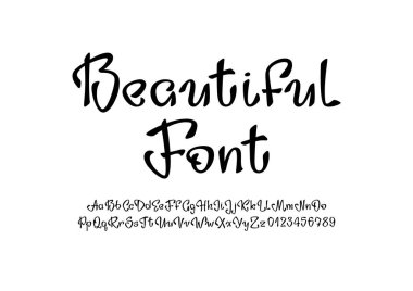 Siyah el yazısı yazı tipi, el yazısı alfabesi, el yazısı el yazısı yazı tipi, vektör el çizimi yazı tipi