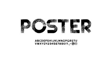 Sert doku alfabesi, grunge fırça yazı tipi