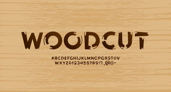 Kursive Holzschrift, Handgezeichnetes Pinselstrich-Alphabet — Stockvektor