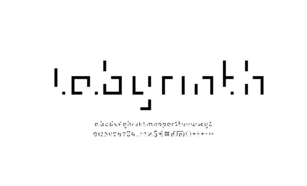 Coding Black Font Technology Alphabet Digital Letters Numbers Vector Illustrator — Stockvektor