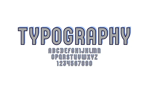 Smal Lettertype Gecondenseerd Alfabet Sans Serif Met Schaduw Grijze Letters — Stockvector