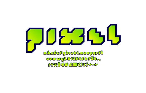 Pixel Font Bright Alphabet Letters Number Vector Illustration 10Eps — Stockvector