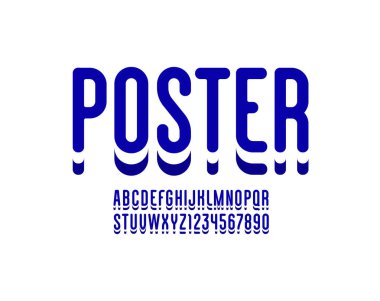 Yoğunlaştırılmış mavi yazı tipi, yuvarlanmış dar alfabe, modern harfler ve sayılar