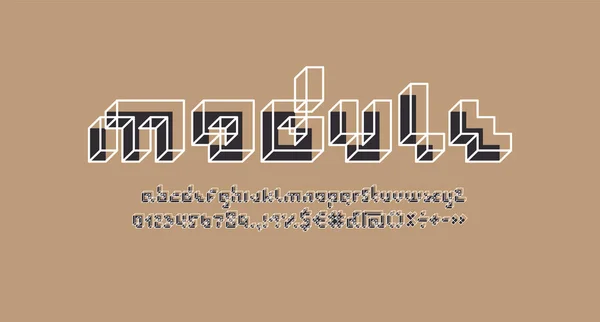 Module Lettertype Alfabet Gemaakt Lijn Stijl Vector Illustratie 10Eps — Stockvector