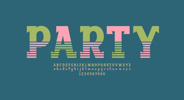 Multi Colored Font Slab Serif Alphabet Uppercase Lowercase Letters Numbers — Stok Vektör