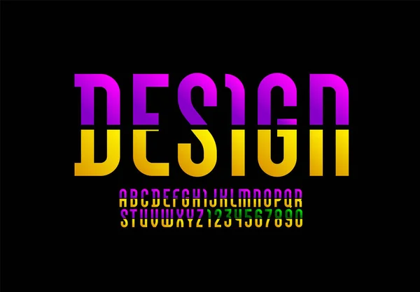 Bright Font Stencil Alphabet Modern Letters Numbers Vector Illustration 10Eps — Image vectorielle