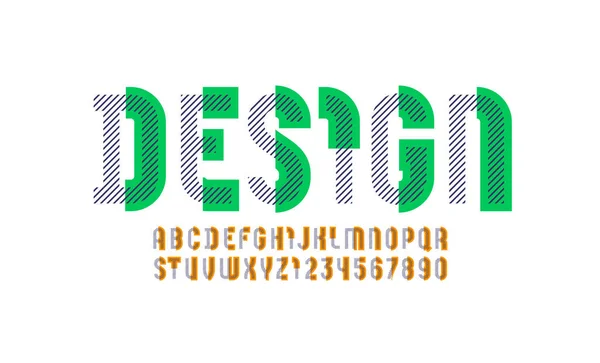 Modern Font Trendy Alphabet Letters Numbers Made Lines Pieces Vector — Stok Vektör