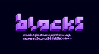 Geometric alphabet, colored font 3d, vector illustration 10EPS