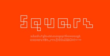 Square alphabet, font made of line, vector illustration 10EPS