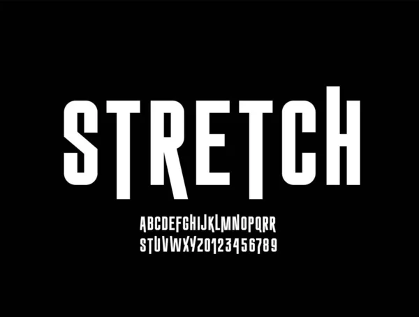 Stretch Font Narrow Alphabet Modern Letters Numbers Your Designs Logo — Stockvektor