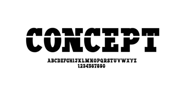 Fuente Original Alfabeto Serif Losa Letras Mayúsculas Números Cortados Dos — Archivo Imágenes Vectoriales