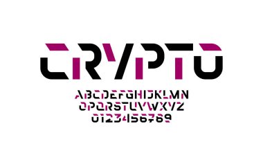 Tasarımlarınız için soyut modern alfabe yazı tipi, tipografi teknolojisi logo veya marka adı, vektör illüstrasyonu 10EPS