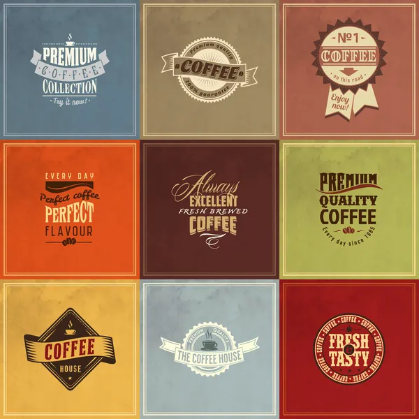 Set of vintage retro coffee badges and labels — Stock Vector