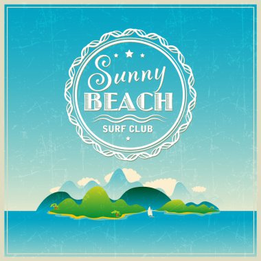 okyanus ile vektör VINTAGE poster