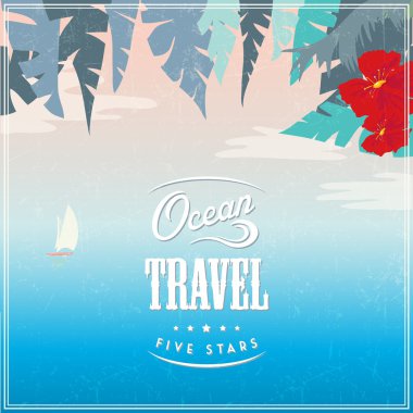 Vintage vektör poster ile deniz