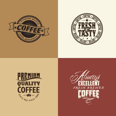 Retro öğeler kahve kaligrafi tasarımları için