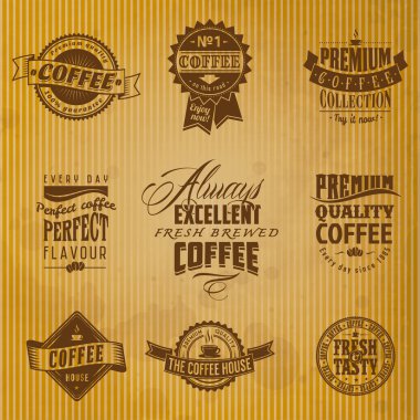 retro vintage kahve rozetleri ve Etiketler kümesi
