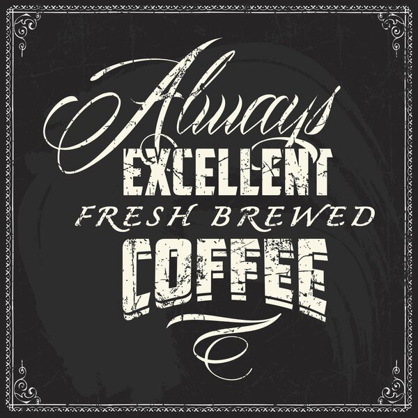 Coffee shop sketches and text symbols on a chalkboard