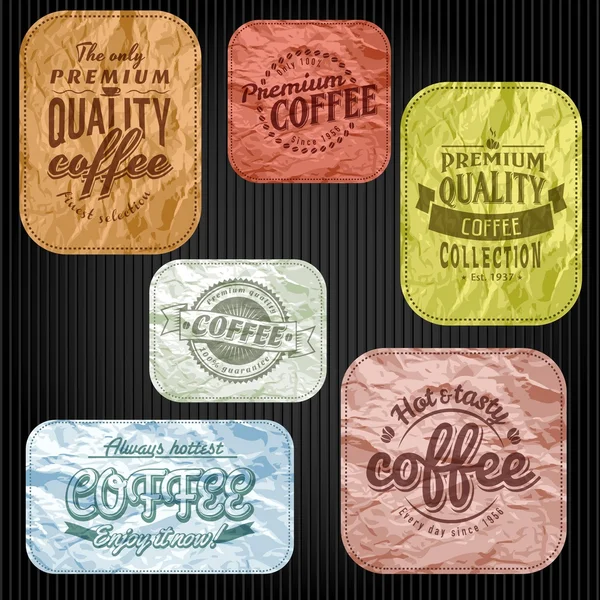 Set of vintage retro coffee badges and labels — Stock Vector