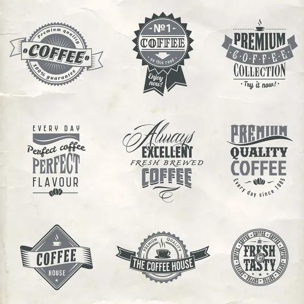 Conjunto de bocetos de cafetería y símbolos de texto — Vector de stock