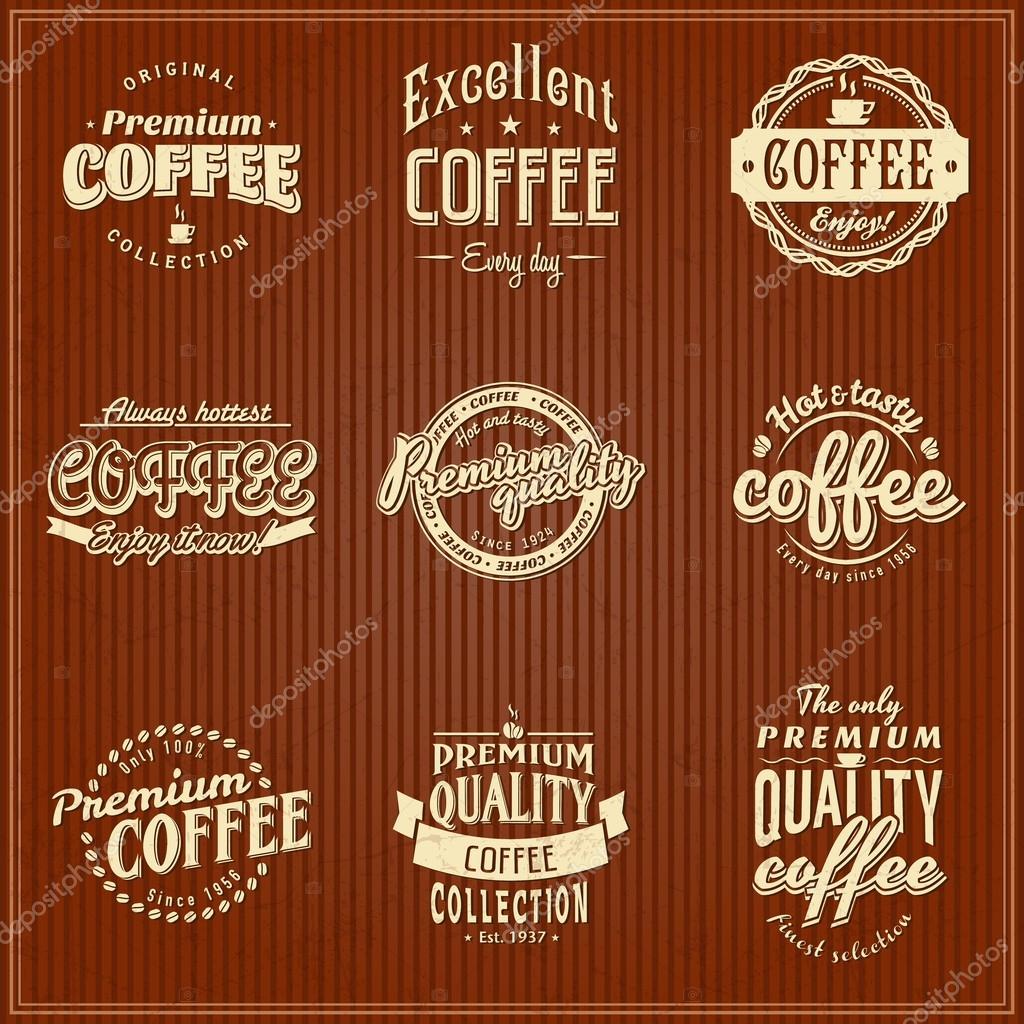 Set of vintage retro coffee badges and labels
