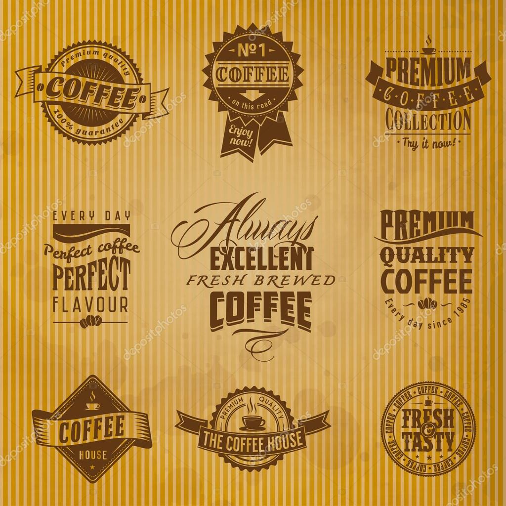 Set of vintage retro coffee badges and labels