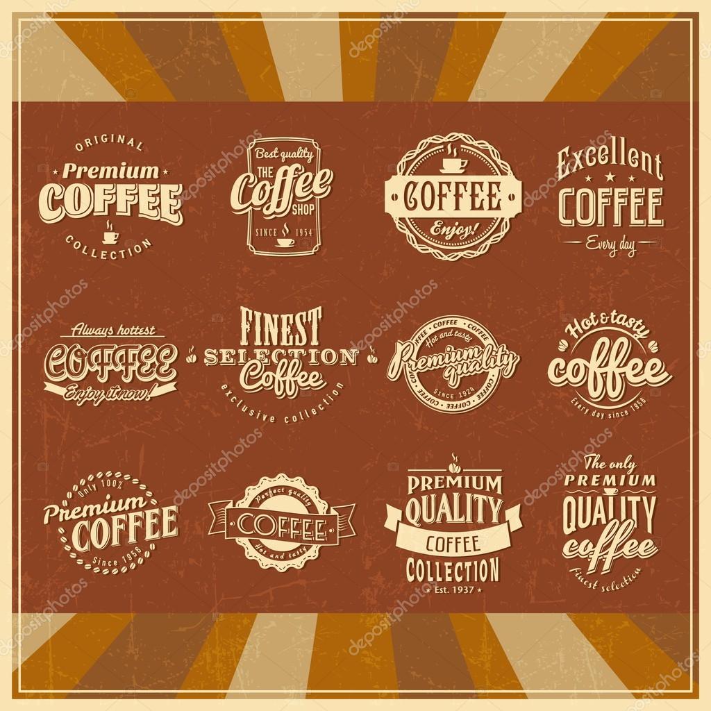 Set of coffee shop sketches and text symbols on a chalkboard