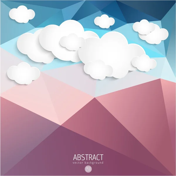 Abstracte wolken met geometrische driehoek achtergrond — Stockvector