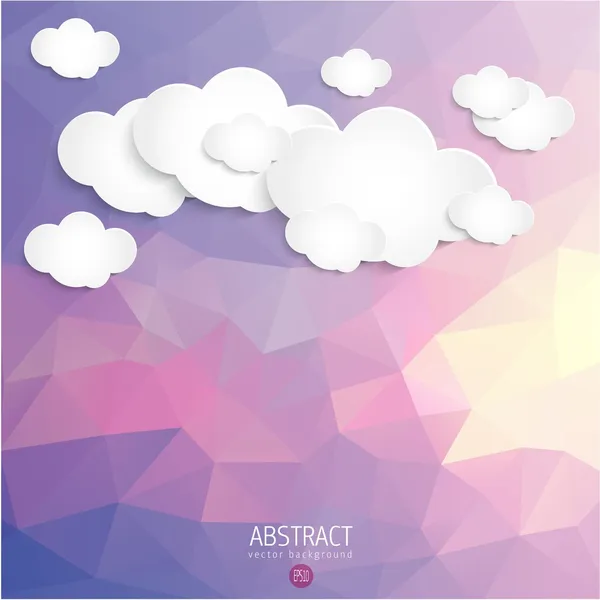 Abstract 3d papier wolken met driehoek achtergrond — Stockvector