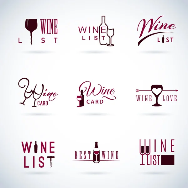 Iconos de vino de diseño para alimentos y bebidas — Vector de stock