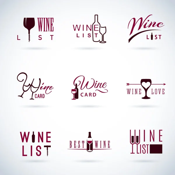 Icone del vino di design per cibi e bevande — Vettoriale Stock