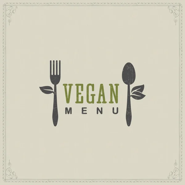 Elemen grafis vintage untuk menu vegan - Stok Vektor