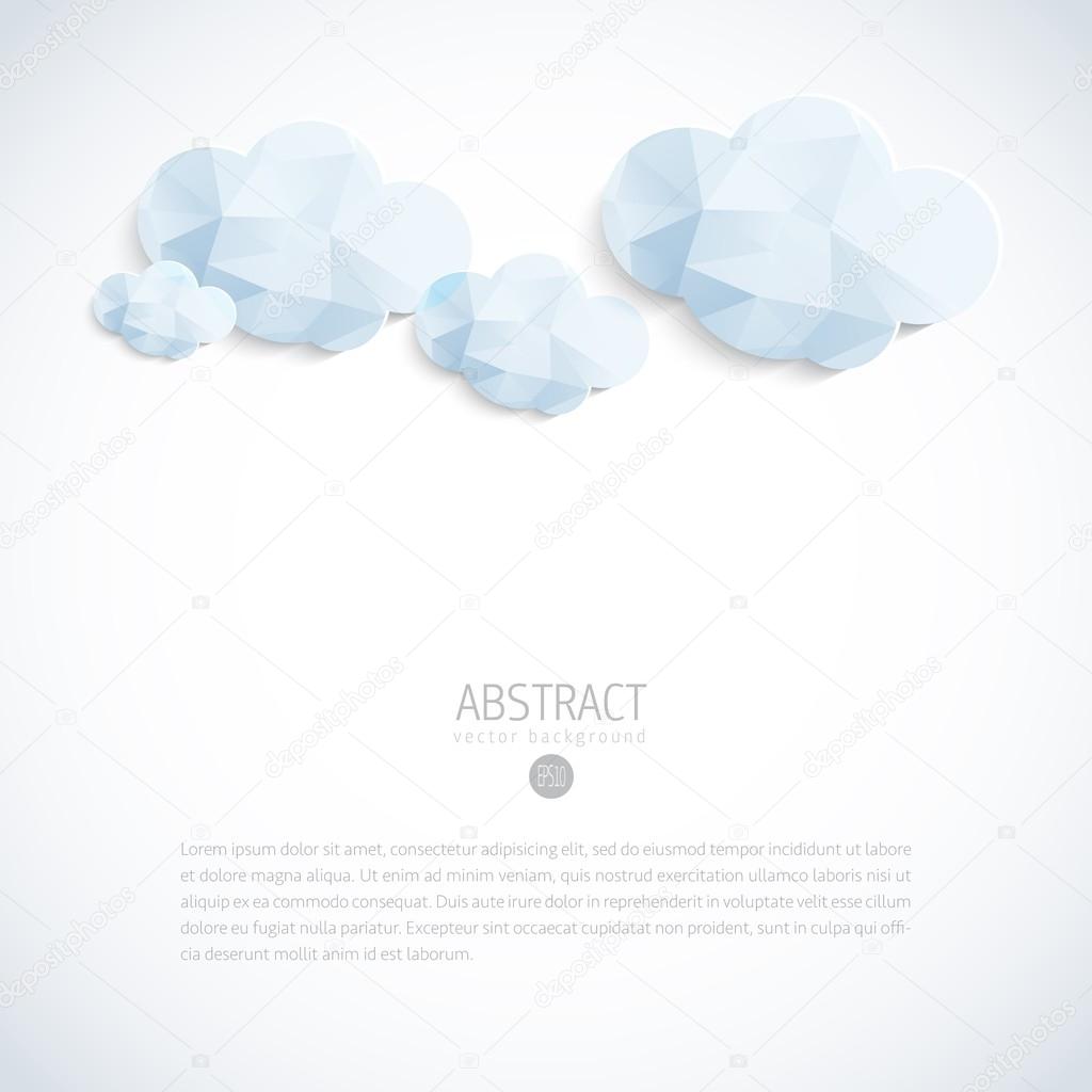 Abstract 3D geometric vector background with clouds
