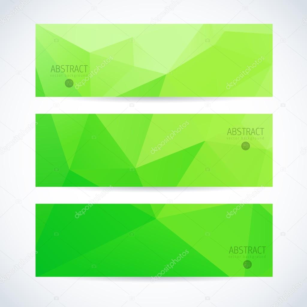 Abstract vector modern banner set with green triangle