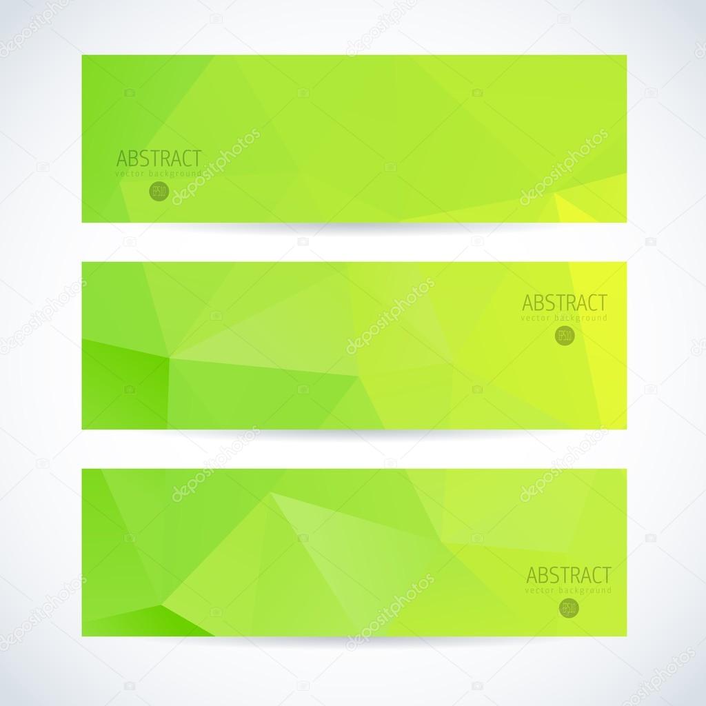 Abstract vector modern banner set with green triangle