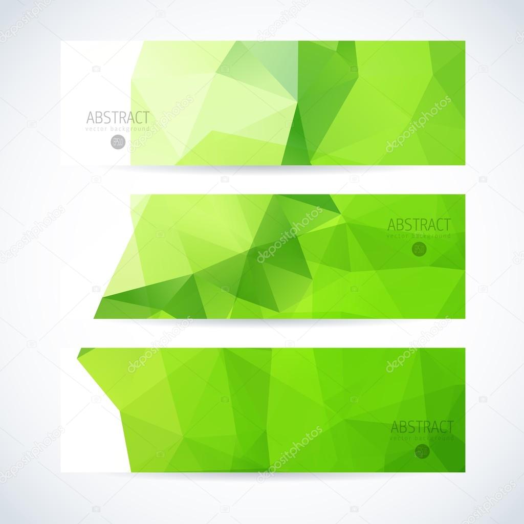Abstract vector modern banner set with green triangle