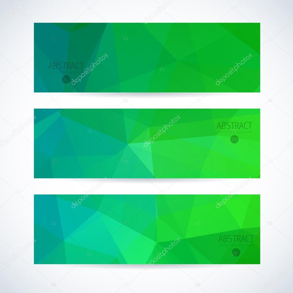 Abstract vector modern banner set with green triangle
