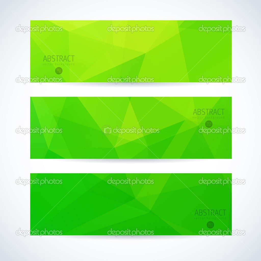 Abstract vector modern banner set with green triangle