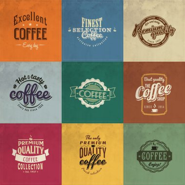 retro vintage kahve rozetleri ve Etiketler kümesi