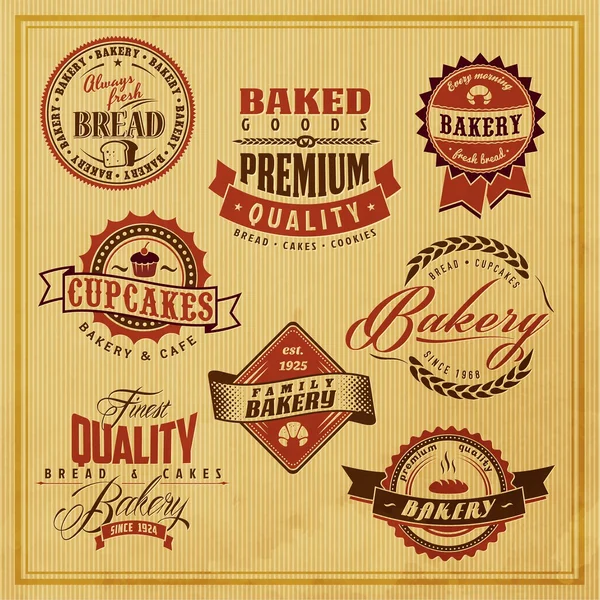 老式面包房或面包店标签集 — 图库矢量图片
