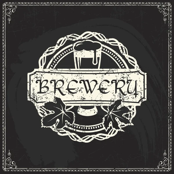 Retro stylad etikett öl eller bryggeri — Stock vektor