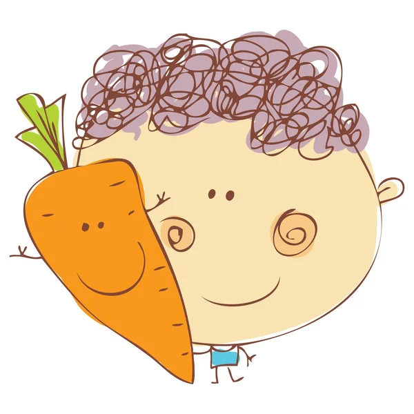 Bebé feliz con zanahoria — Vector de stock