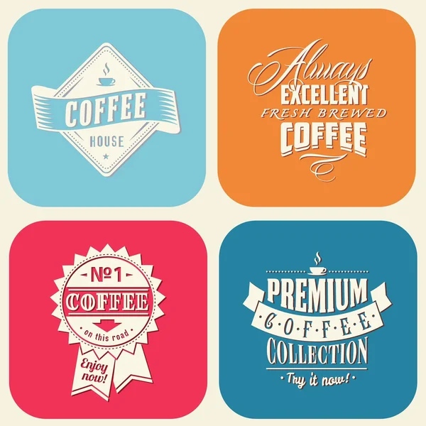 Set of vintage retro coffee badges and labels — Stock Vector